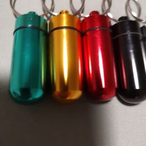 300Mini Waterproof Metal Medicine Pill Box Case Bottle Holder Container Keychain